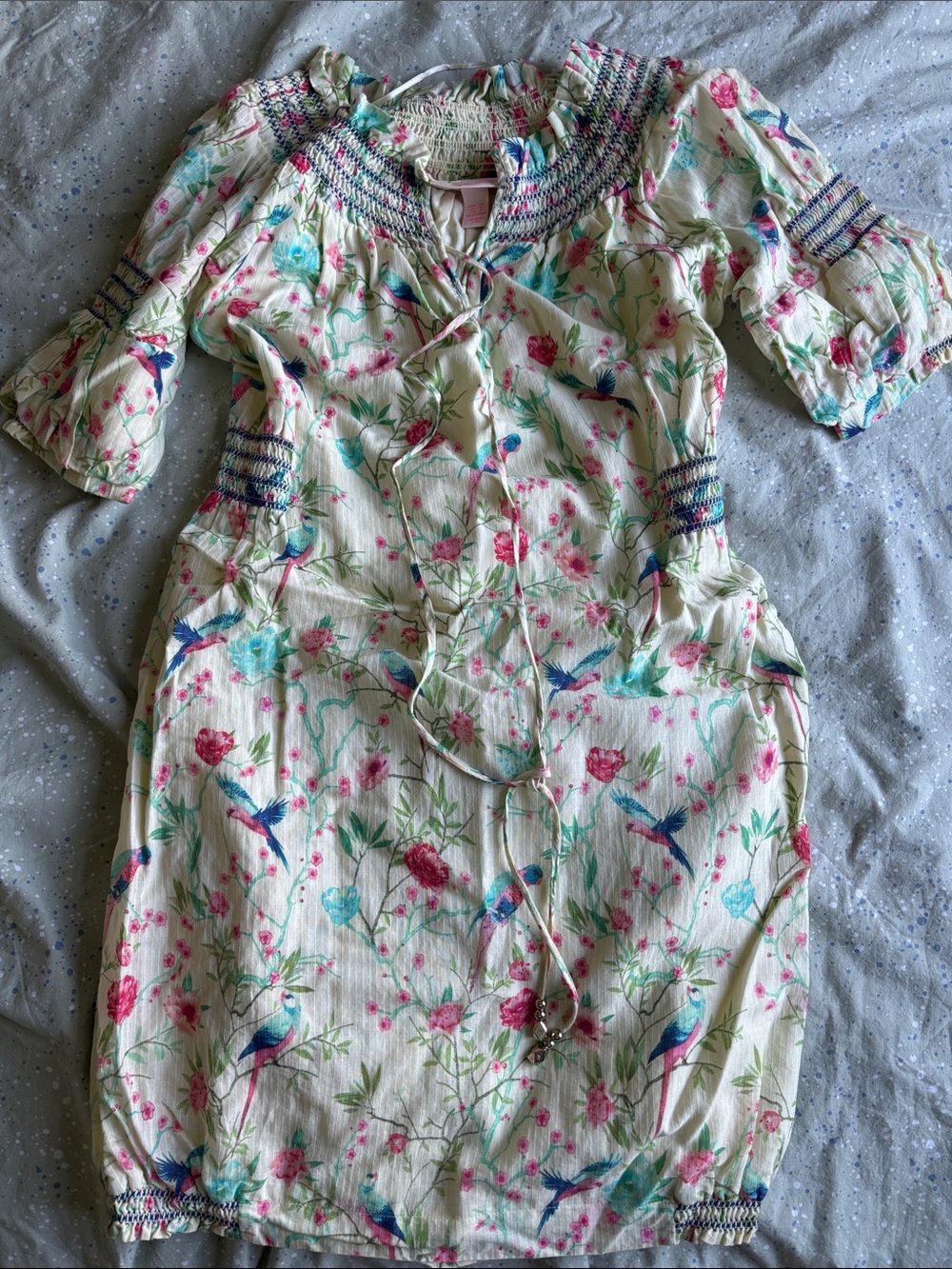 Matthew Williamson for HM Cream Floral & Blue Bird Cotton Dress